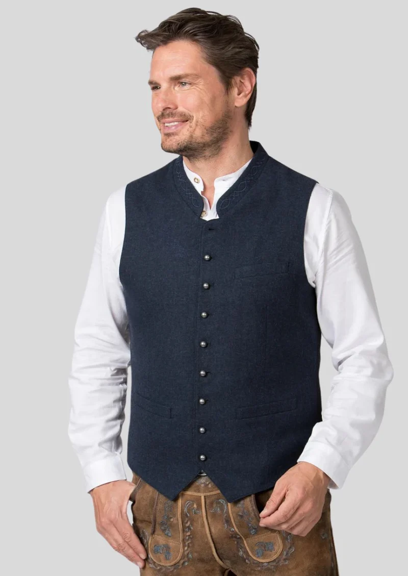 Heritage Blue Trachten Vest – Authentic Alpine Craftsmanship