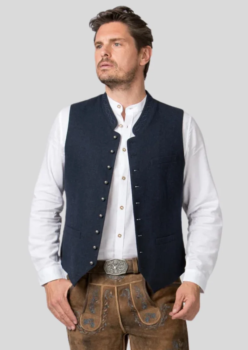 Heritage Blue Trachten Vest – Authentic Alpine Craftsmanship