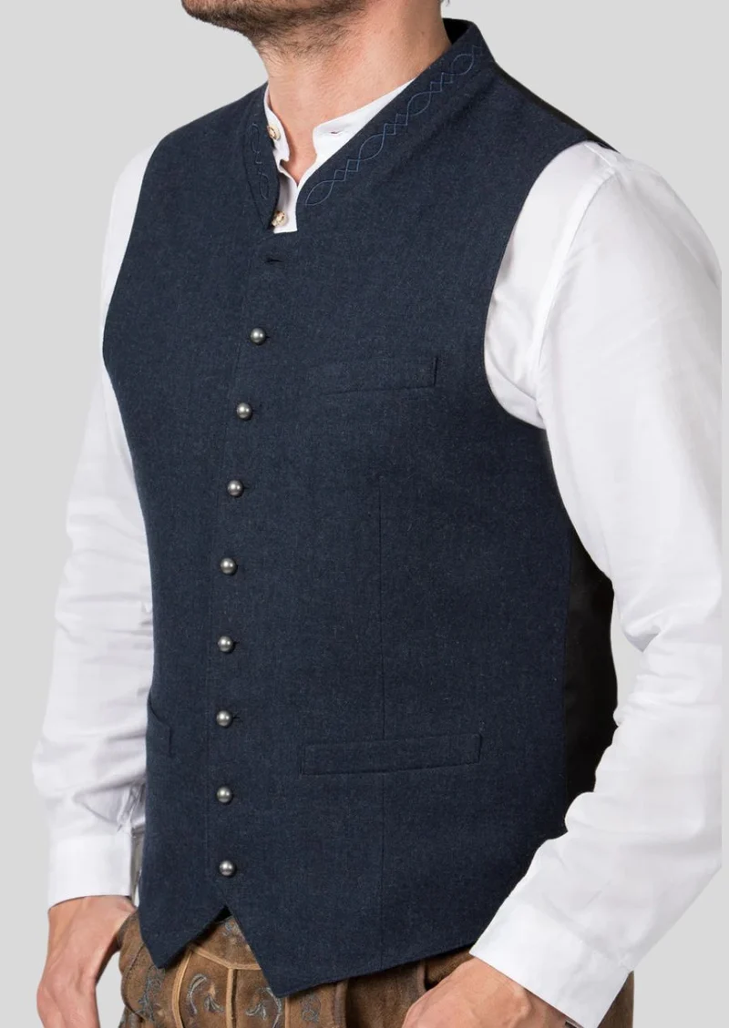 Heritage Blue Trachten Vest – Authentic Alpine Craftsmanship