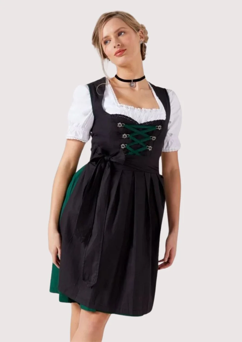 Women’s Black Green Dirndl Dress