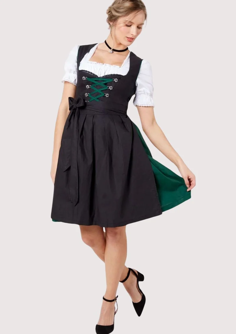 Women’s Black Green Dirndl Dress
