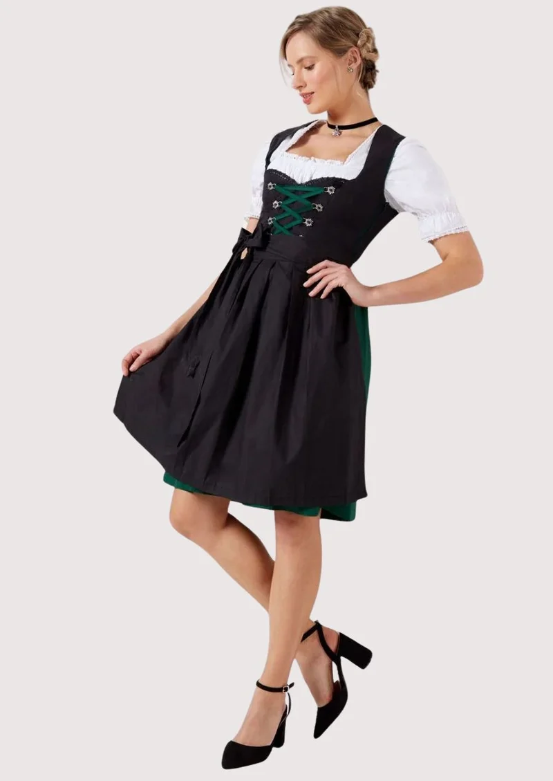 Women’s Black Green Dirndl Dress