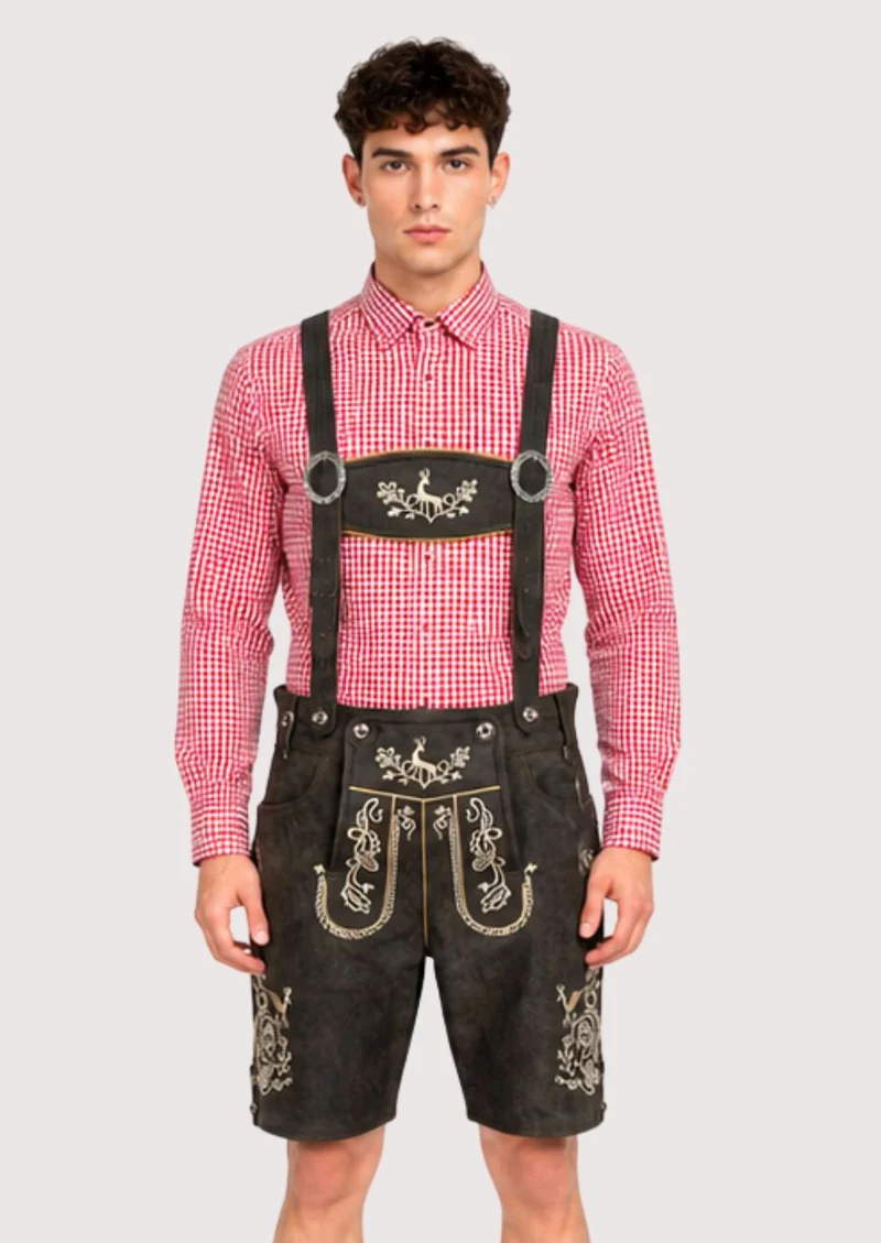 Bavarian Style Lederhosen Men in Chic Black