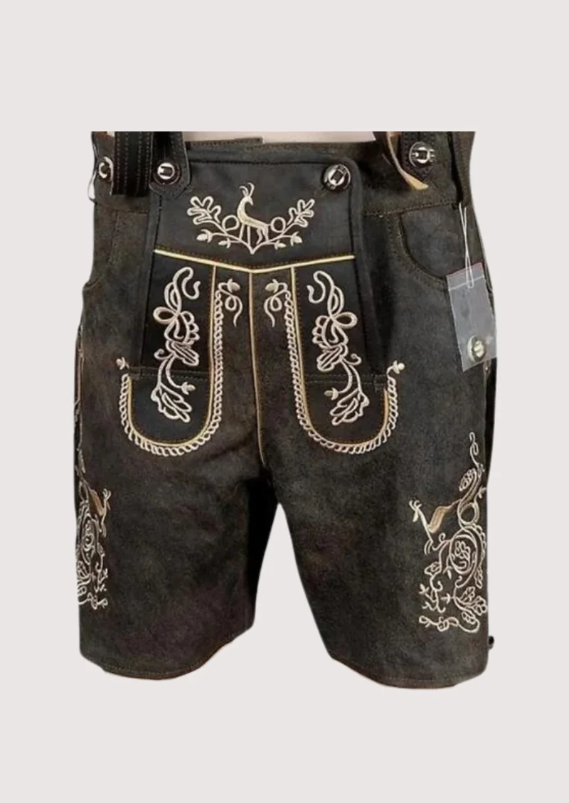 Bavarian Style Lederhosen Men in Chic Black