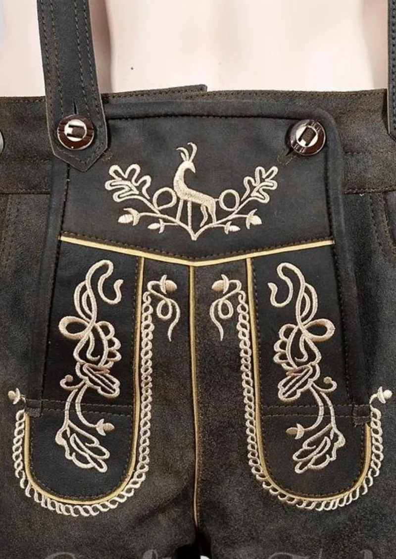 Bavarian Style Lederhosen Men in Chic Black