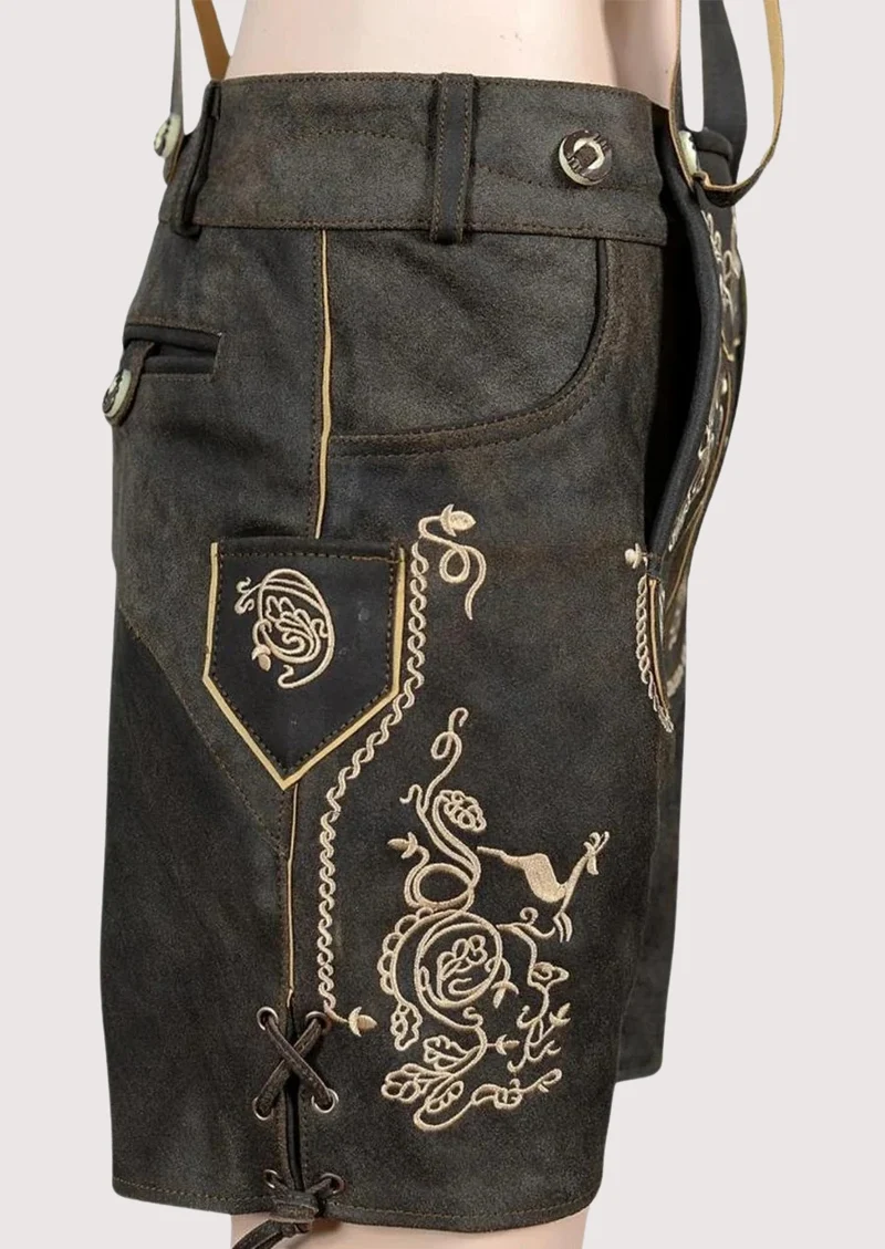Bavarian Style Lederhosen Men in Chic Black