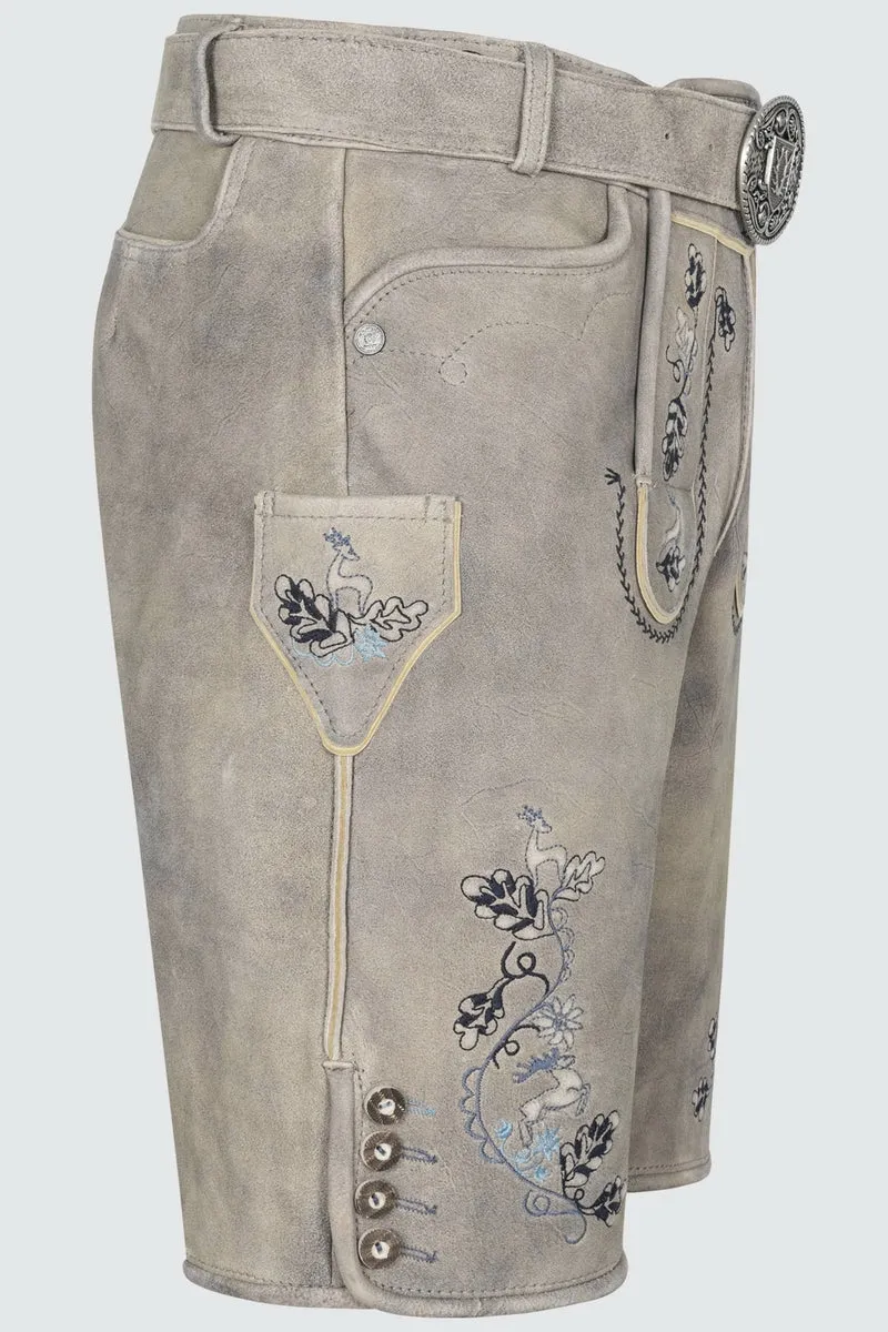 Kruger Men's Lederhosen "Keanu" with Belt - Beige