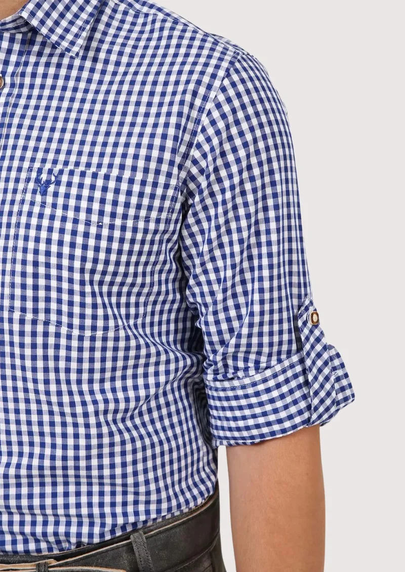 Bavarian Shirt Men Classic Checkered Blue