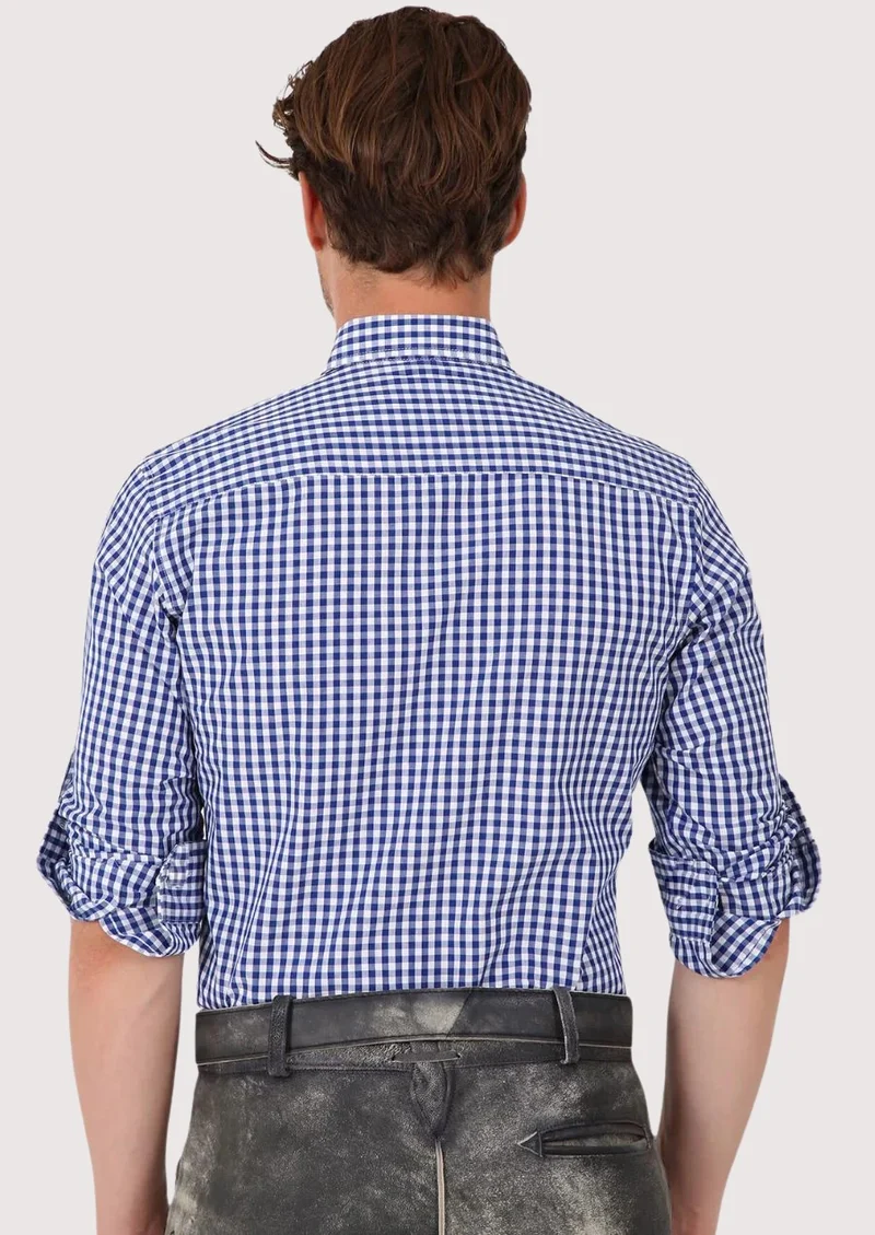 Bavarian Shirt Men Classic Checkered Blue