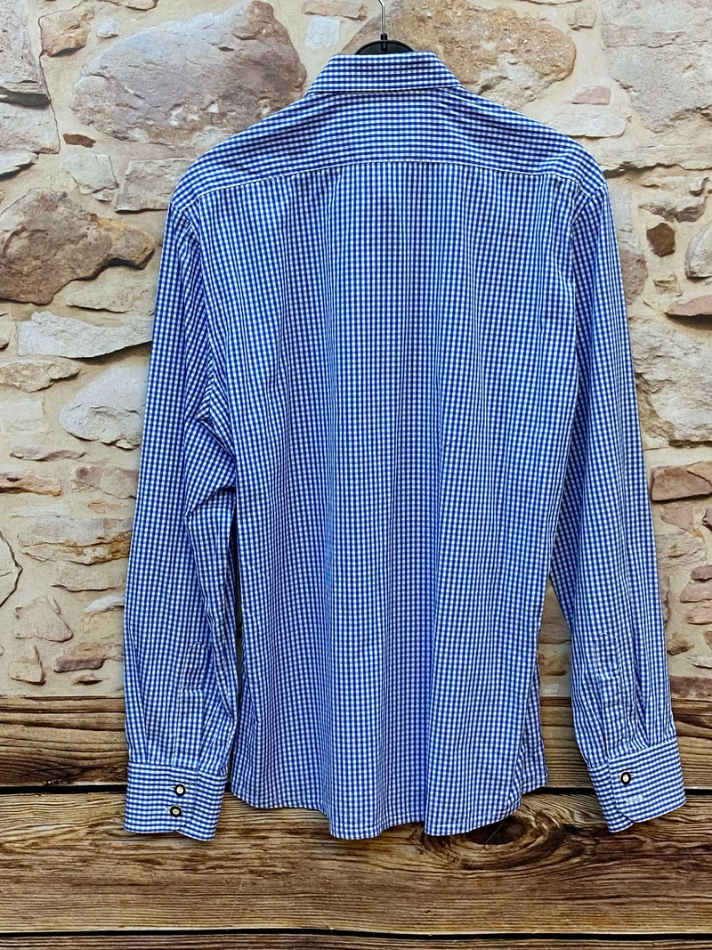 Angermaier Trachtenhemd blau kariert Gr. 40