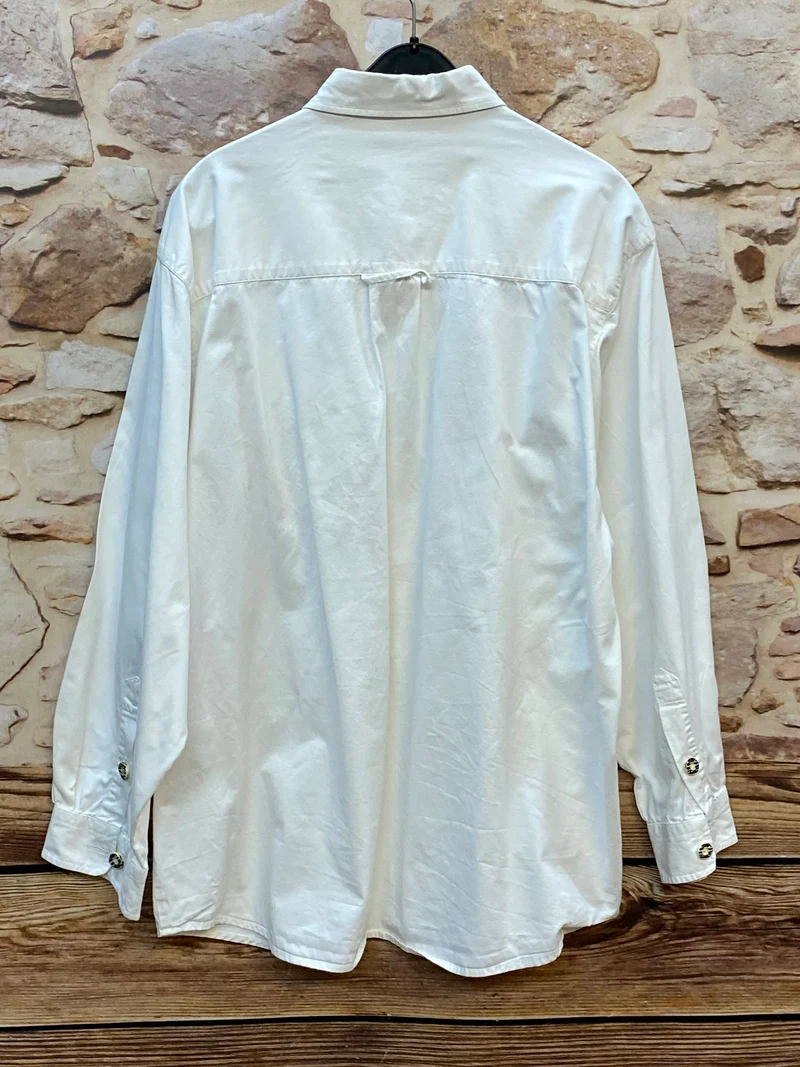 Weißes Trachtenhemd Herren Gr. 43/44 mit Stickerei