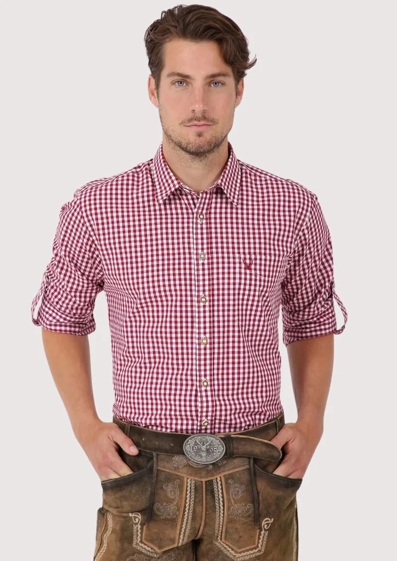 Bavarian Checkered Shirt Dark Red