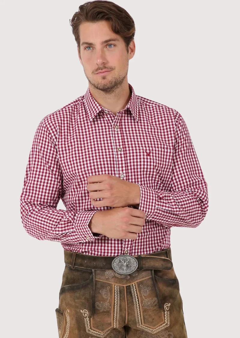 Bavarian Checkered Shirt Dark Red