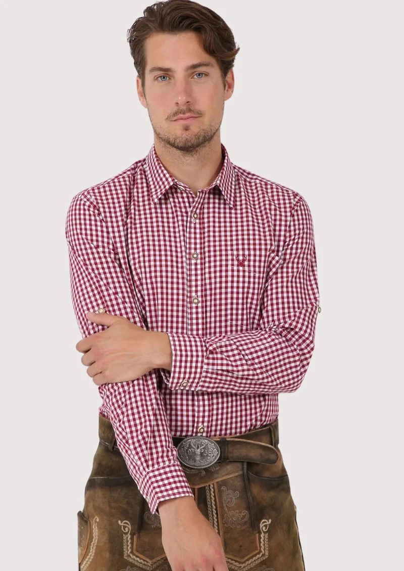 Bavarian Checkered Shirt Dark Red