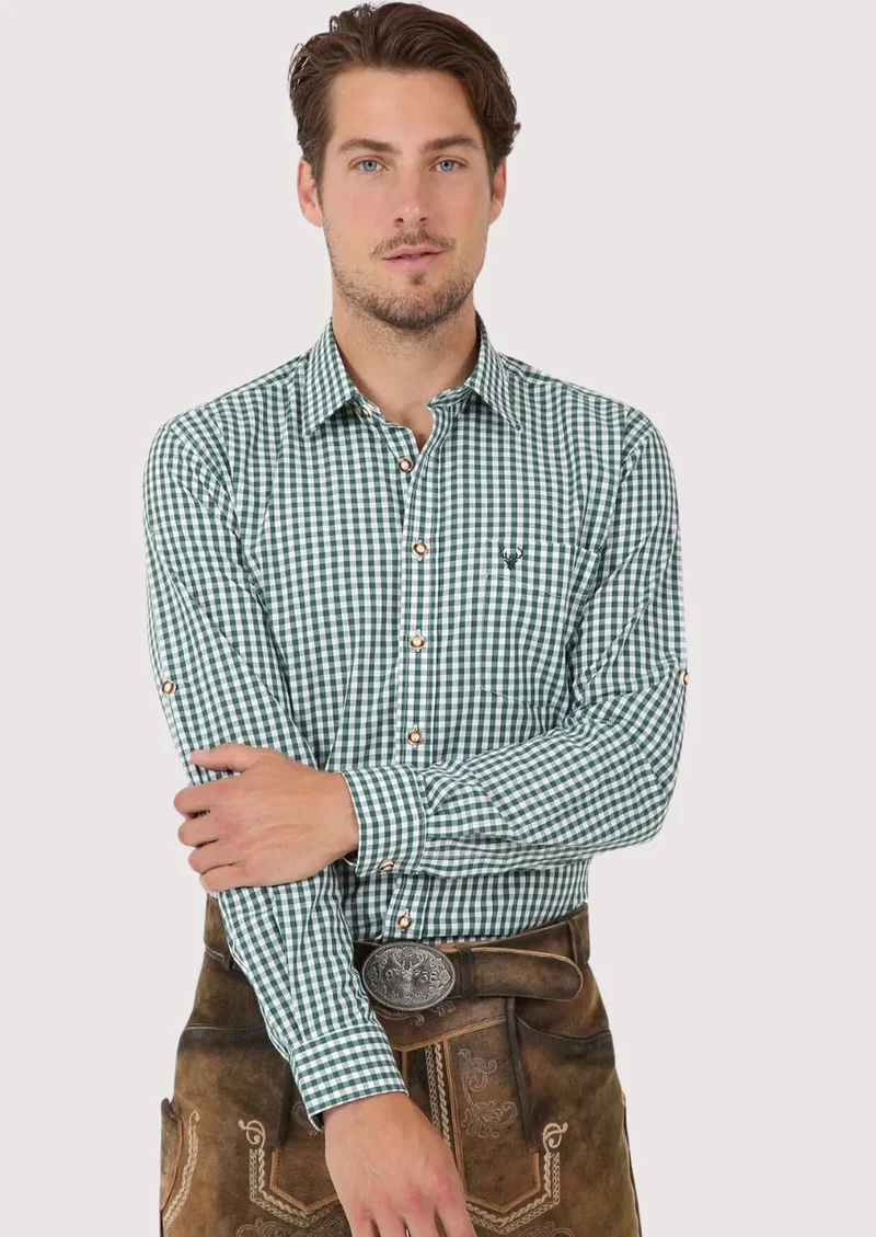 German Bavarian Slim Shirt Pine Green