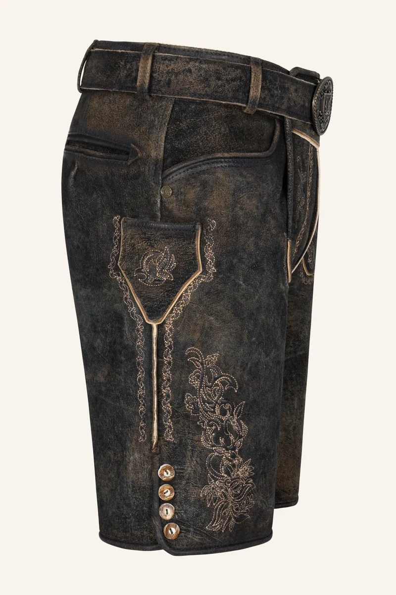 Kruger Men's Lederhosen "Jihn" with Belt - Brown