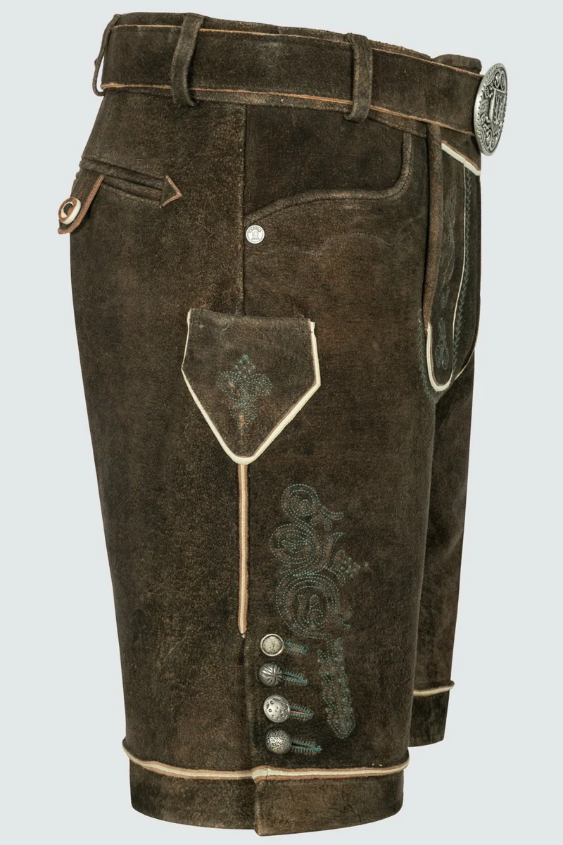 Kruger Men's Lederhosen "Jayden" with Belt - Brown