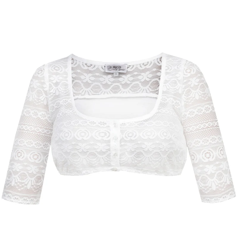 MarJo Dirndlbluse "Ganina-Candia" Traditionell Halbarm | Offwhite