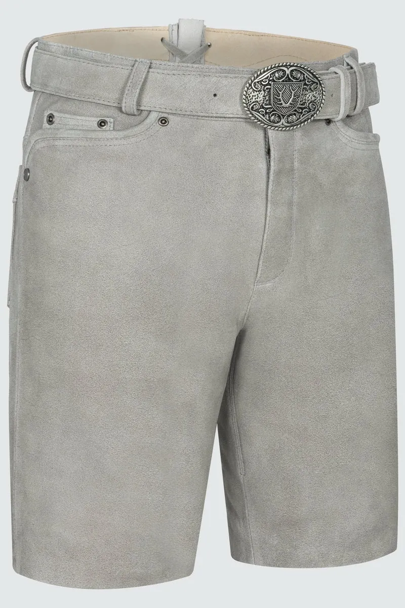 Kruger Men's Lederhosen "Jari" with Belt - Gray