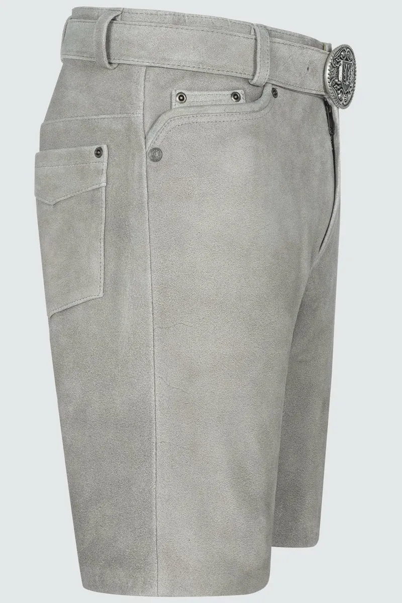 Kruger Men's Lederhosen "Jari" with Belt - Gray