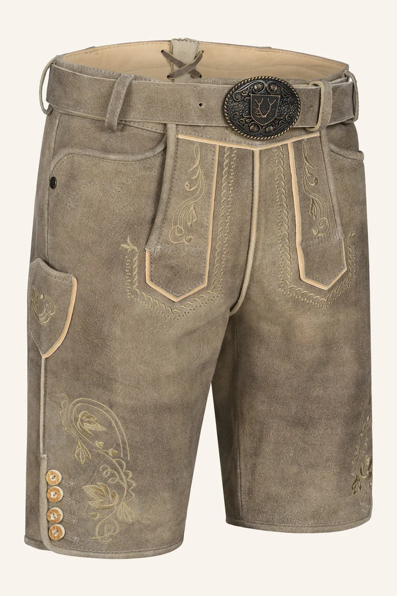 Kruger Men's Lederhosen "Ivan" with Belt - Brown