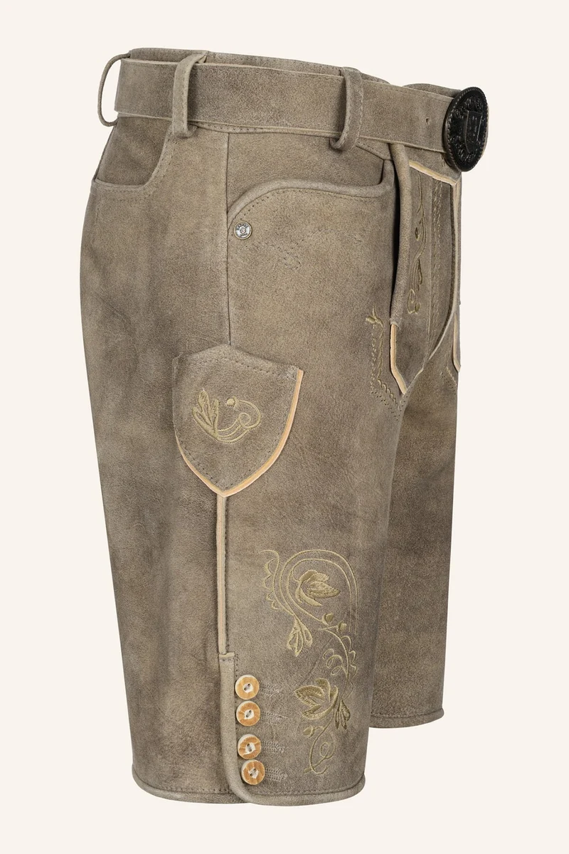 Kruger Men's Lederhosen "Ivan" with Belt - Brown