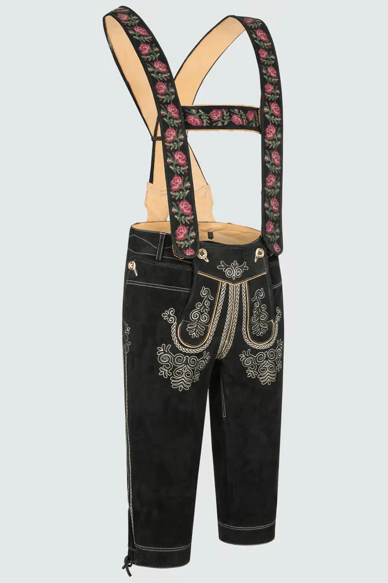 Kruger Men's Knee-length Lederhosen "Swabian" beige black