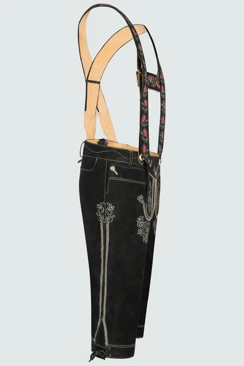Kruger Men's Knee-length Lederhosen "Swabian" beige black
