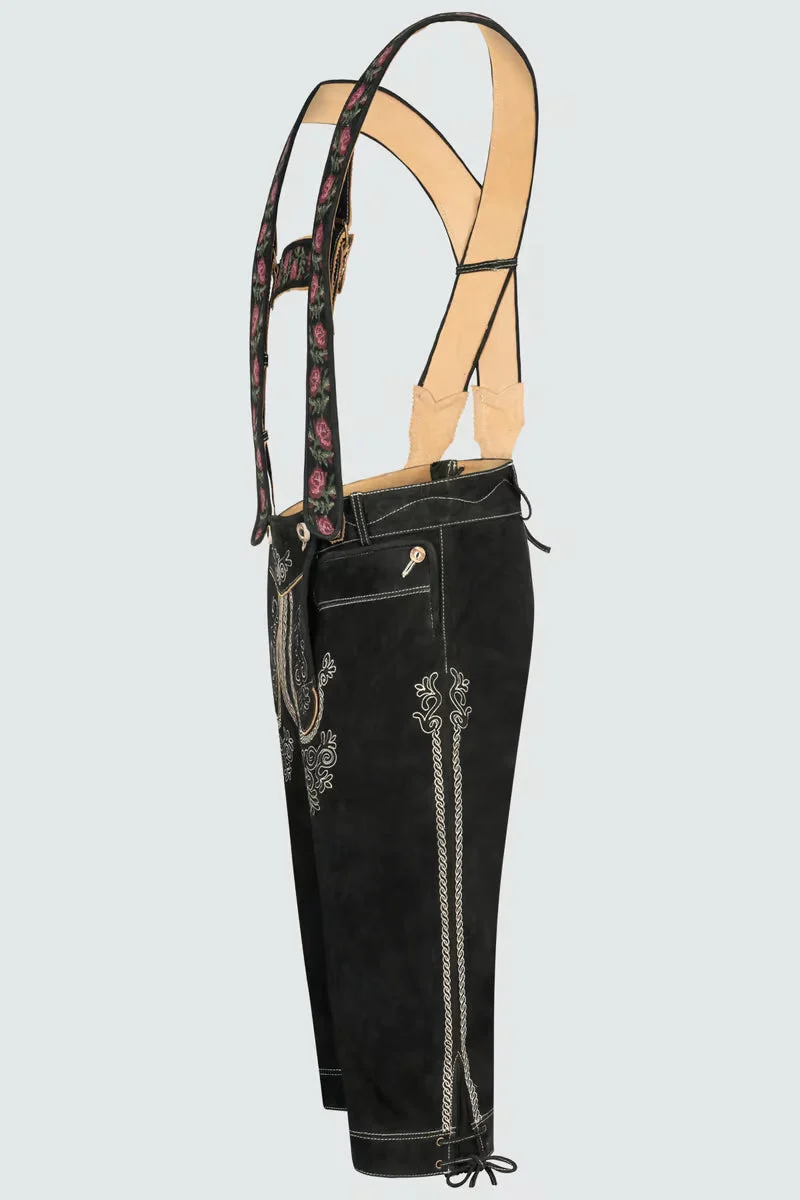 Kruger Men's Knee-length Lederhosen "Swabian" beige black