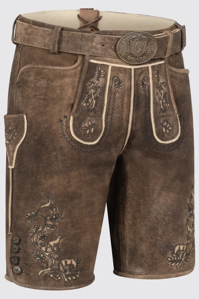 Kruger Men's Lederhosen "Mischa" with Belt - Brown