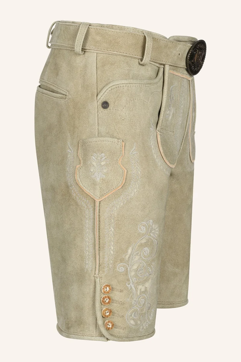 Kruger Men's Lederhosen "Miquel" with Belt - Beige