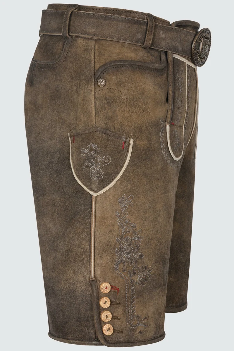 Kruger Men's Lederhosen "Dante" with Belt - Brown
