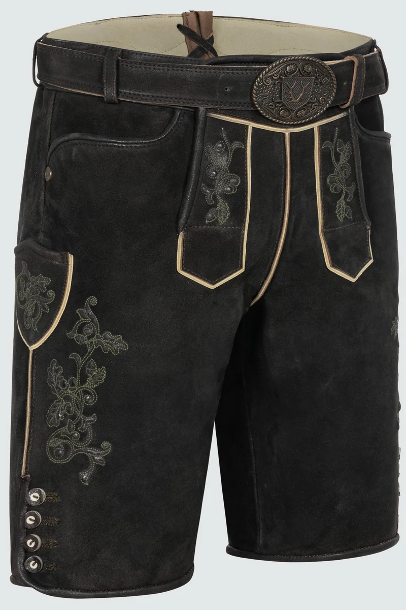 Kruger Men's Lederhosen "Caelius" with Belt - Brown