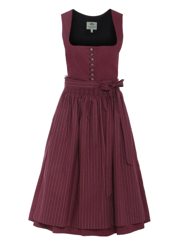 Berwin "Theresa" Dirndl in Dark Red — 75 cm (with Striped Apron)