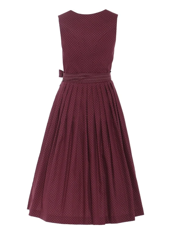Berwin "Theresa" Dirndl in Dark Red — 75 cm (with Striped Apron)