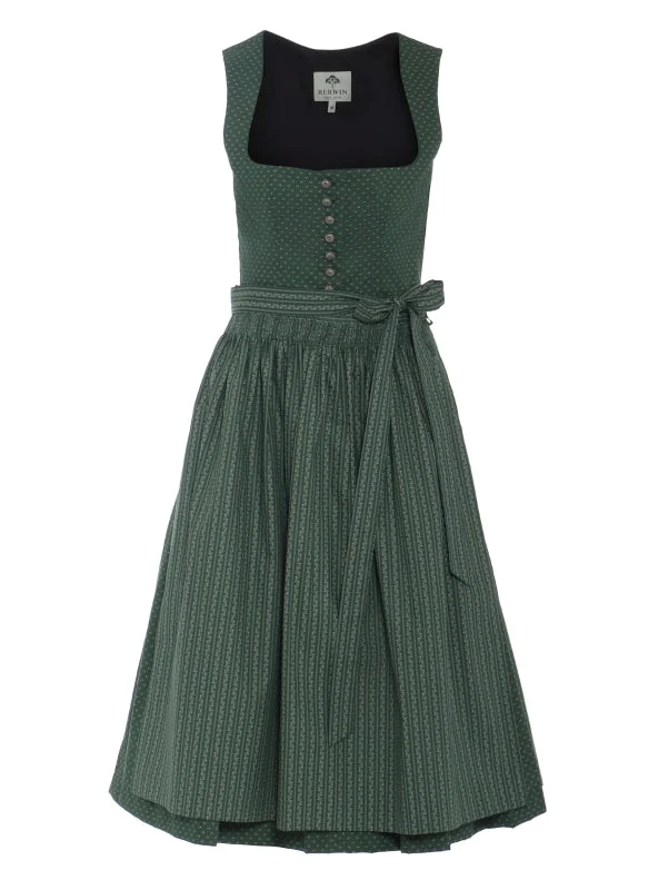 Berwin "Theresa" Dirndl in Fir Green — 75 cm (with Striped Apron)