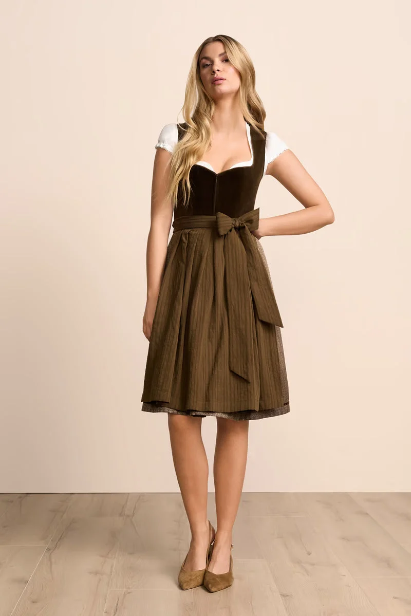 Kruger Midi Dirndl 2pcs. 60cm "Neleya" brown