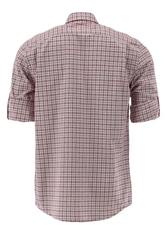 OS Trachten Men's Check Trachten Shirt "Benne" red