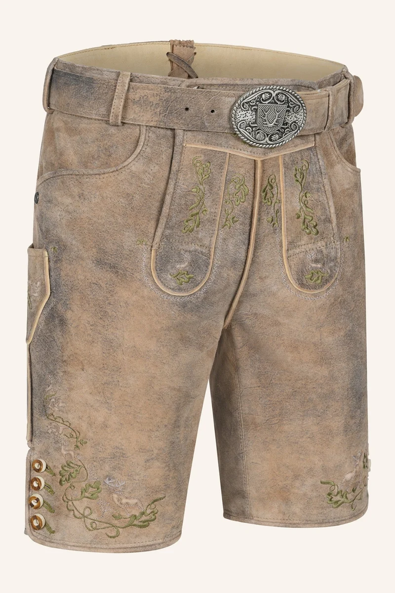 Kruger Men's Lederhosen "Arthas" with Belt - Beige