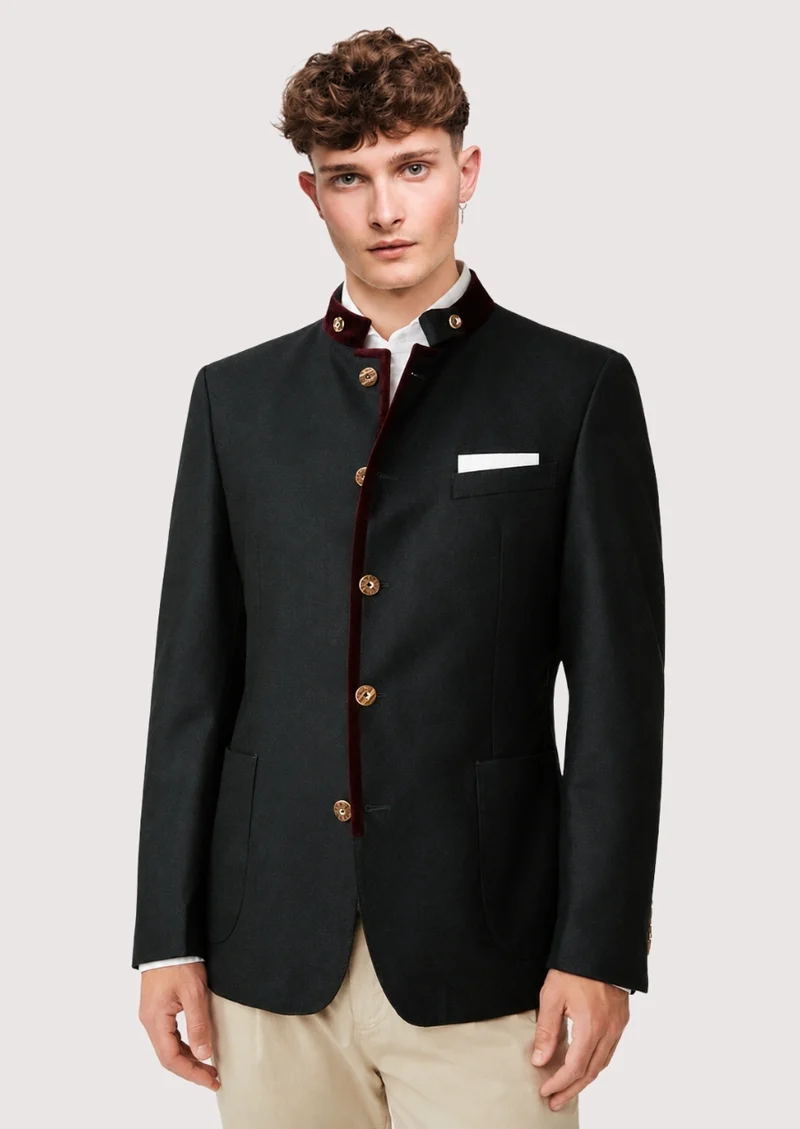 Mens Black Velvet Trim Alpine Fit