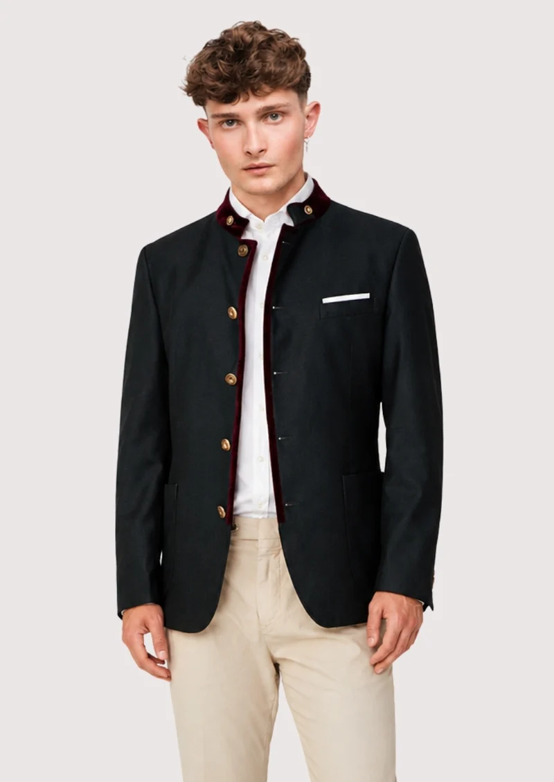 Mens Black Velvet Trim Alpine Fit