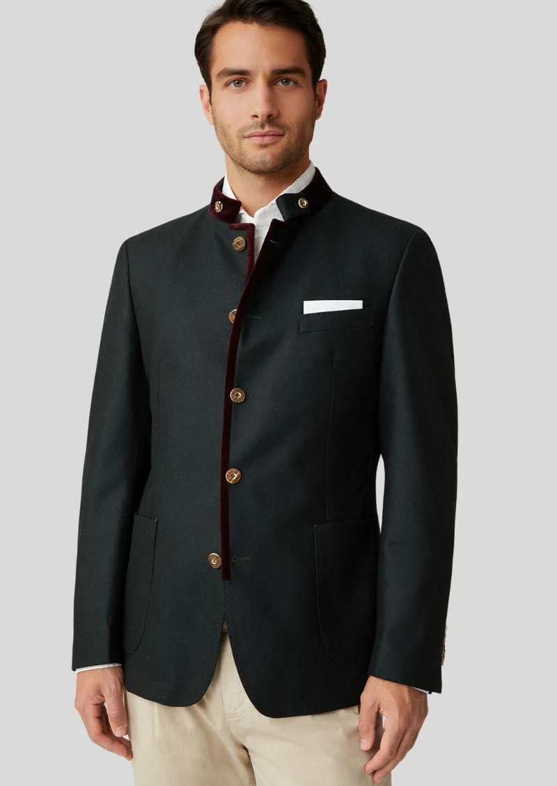 Mens Black Velvet Trim Alpine Fit