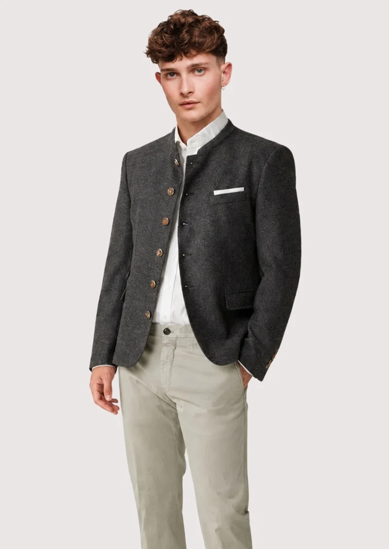 Mens Charcoal Bavarian Coat