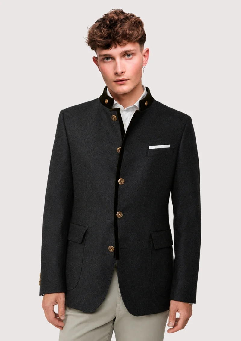 Mens Black Bavarian Alpine Coat