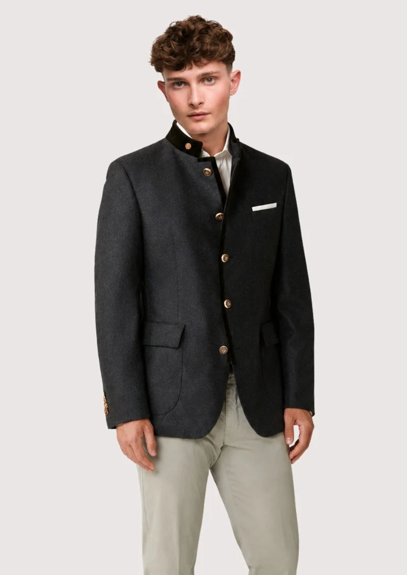 Mens Black Bavarian Alpine Coat