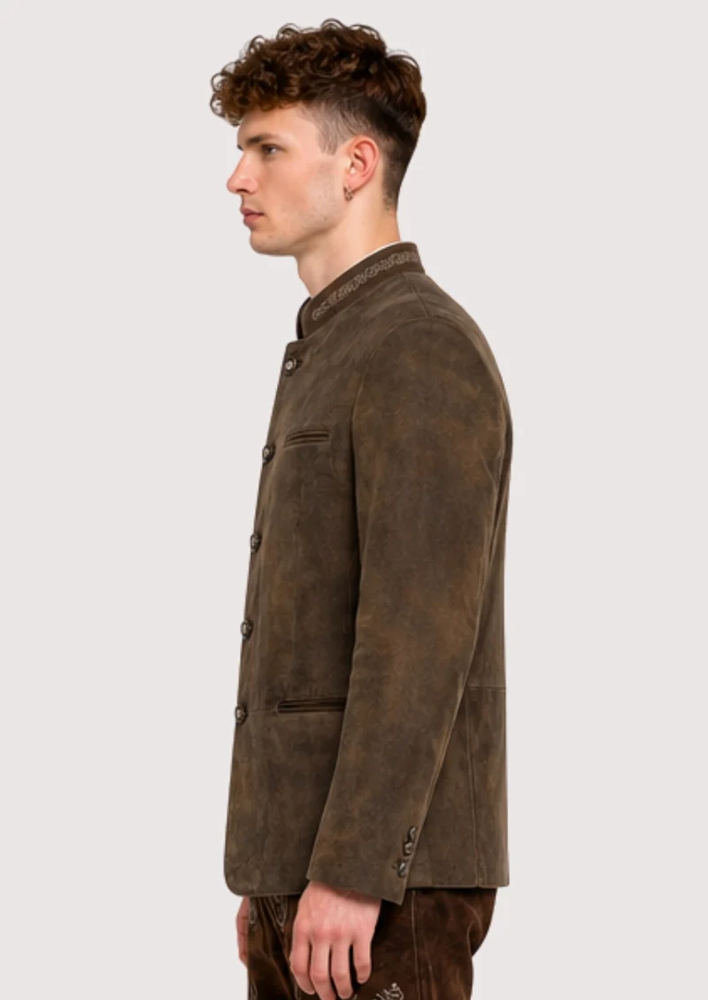Mens Brown Bavarian Leather Coat