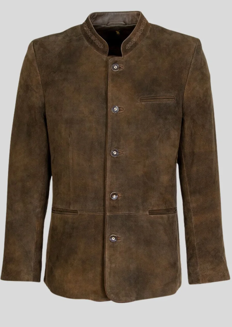 Mens Brown Bavarian Leather Coat