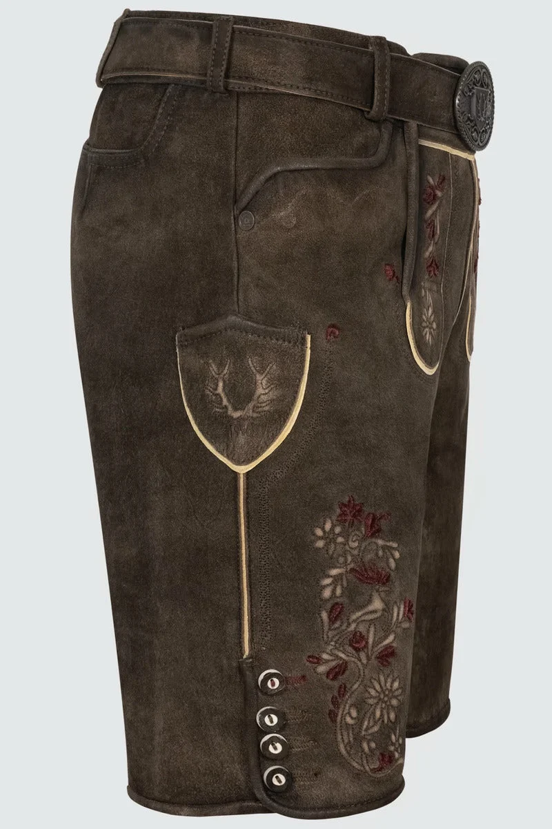 Kruger Men's Lederhosen "Olivier" with belt (brown) low stock