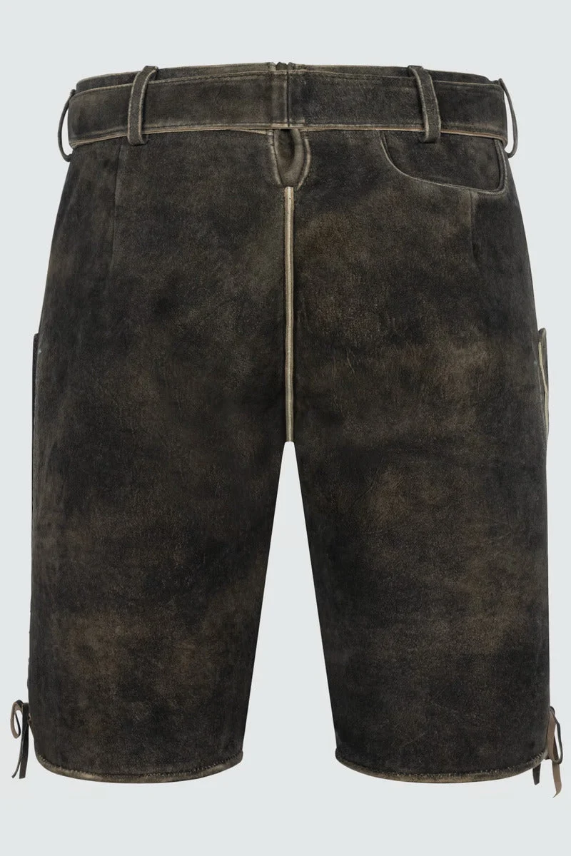 Kruger Men's Lederhosen "Gideon" with belt (dark brown)