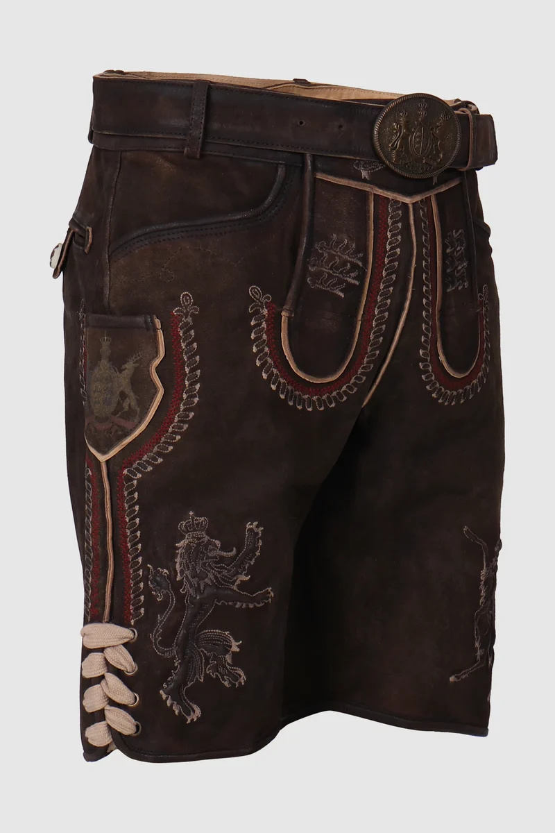 Kruger Men's Lederhosen "fearless" with belt dark brown